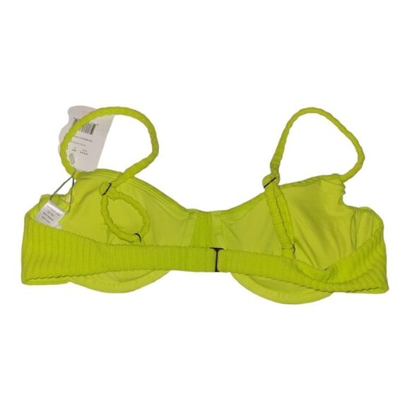 Andie Swim Women's The Bermuda Bikini Top Size M Neon Lemon Green Rib Terry - Picture 4 of 7